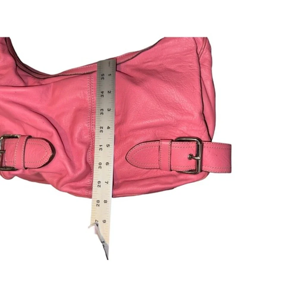 VTG Y2K Franco‎ Sarto pink  100% Genuine Leather Shoulder hobo bag buckle accent